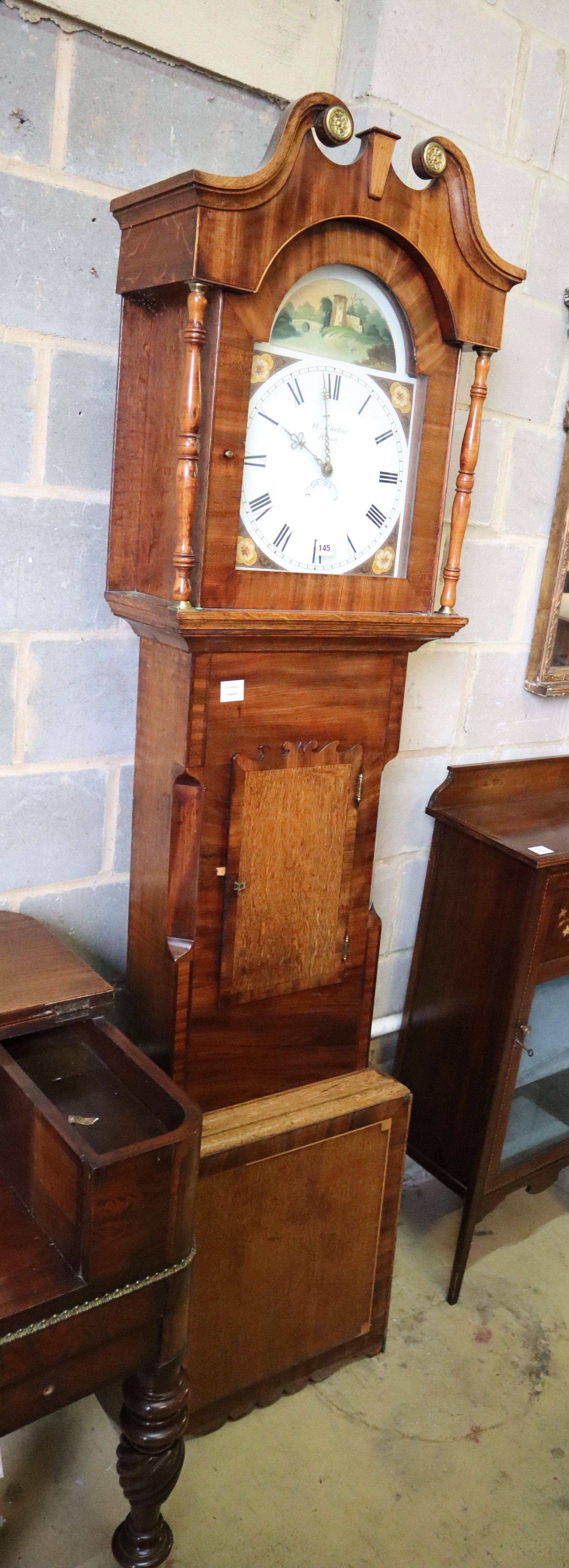 An early Victorian oak and mahogany thirty hour longcase clock, marked H. Carter, Ripon, height 226cm